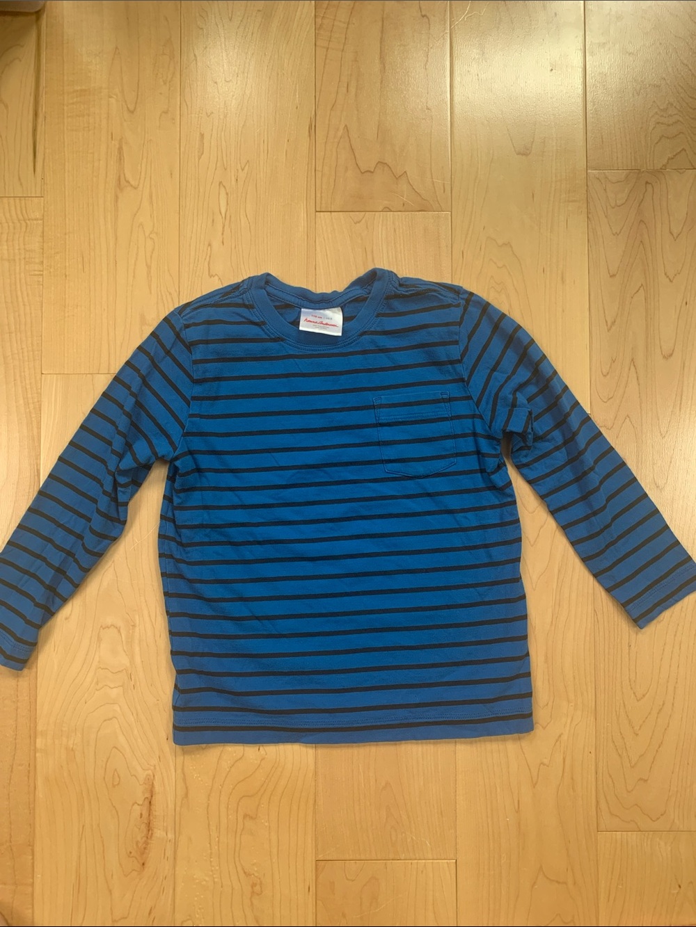 Hanna Andersson Kids Long-Sleeve Blue Striped Tee Pima cotton sz 110/5